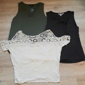 Bundle Boho Beachy Neutral Color Tops - 3 Size Small Shirts